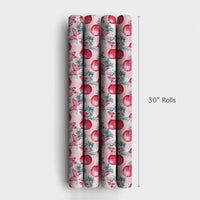 Red Ornament Gift Wrap, Pink Butterfly Christmas Wrapping Paper, Whimsical Winter Pine Present Wrap, Coquette Holiday Gift Wrapping Paper