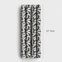 Santa Hat Equestrian Gift Wrap, Black Horse Christmas Wrapping Paper, Watercolor Black Horse Wrapping Paper, Holiday Horse Tree Gift Wrap
