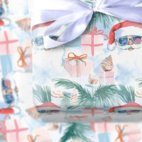 Coastal Beach Holiday Gift Wrap, Tropical Santa Christmas Wrapping Paper, Palm Tree Xmas Wrapping Paper, Summer Holiday Gift Wrap Roll