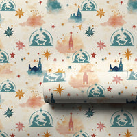 Holy Night Religious Gift Wrap, Nativity Christmas Wrapping Paper, Watercolor Christian Holiday Wrapping Paper, Jesus Manger Present Wrap