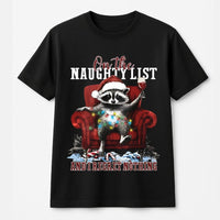 On the Naughty List and I Regret Nothing Shirt, Humorous Raccoon Christmas Shirt, Retro Holiday Animal Tee, Adorable Christmas Graphic T-Shirt