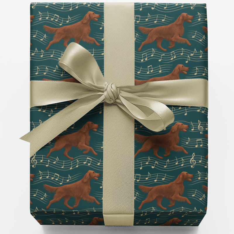 Musical Notes Pet Breed Gift Wrap, Irish Setter Dog Wrapping Paper, Irish Setter Christmas Wrapping Paper, Birthday Present Wrapping Paper