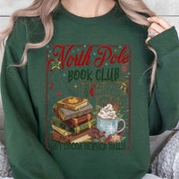 Comfy Christmas Reader Graphic Crewneck, North Pole Book Club Sweatshirt, Adorable Holiday Bookish Pullover, Xmas Book Lover Sweater Present