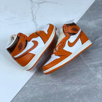 High Top Sneakers, Orange Colorway, Lace Up Design, Casual Gift for Sneaker Fans