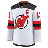 New Jersey Devils Nico Hischier White Away Premium Jersey