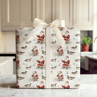 Mallard Duck Christmas Gift Wrap, Duck Hunting Santa Wrapping Paper, Winter Hunter Shotgun Wrapping Paper, Rustic Outdoor Gift Wrap Roll