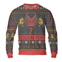 Spooky Demon Goat Holiday Sweatshirt, Krampus Ugly Christmas Sweatshirt, Gothic Folklore Winter Crewneck, Dark Fantasy Pullover Sweatshirt