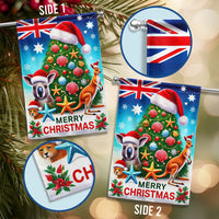 Kangaroo and Koala Santa Hats Holiday Flag, Australian Christmas Garden Flag, Aussie Christmas Yard Flag, Down Under Outdoor House Decor