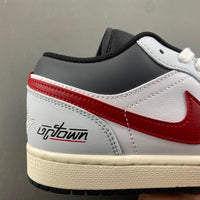 Low Top Sneakers, White Red Gray Colorway, Lace Up Design, Casual Gift for Sneaker Fans
