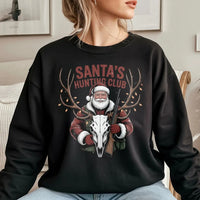 Humorous Christmas Deer Hunter Sweatshirt, Santa's Hunting Club Sweatshirt, Outdoor Holiday Graphic Crewneck