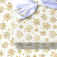 Winter Holiday Gift Wrap, Gold Snowflake Wrapping Paper, Christmas Wrapping Paper Roll, Shimmering Gold Gift Wrap, Festive Holiday Packaging