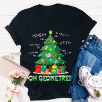 Humorous Geometry Pun Christmas T-Shirt, Oh Geometree Math Teacher Shirt, Holiday Math Teacher Graphic Tee, Xmas Math Teacher Holiday Present