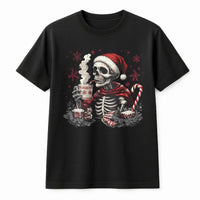 Gothic Christmas Graphic Tee, Skeleton Santa T-Shirt, Humorous Xmas Skeleton Shirt, Retro Spooky Holiday T-Shirt, Edgy Christmas Fan Present