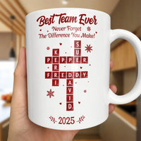 Custom Crossword Coworker Coffee Cup, Best Team Ever Appreciation Mug, Staff Recognition Mug, Christmas Thank You Present for Employees