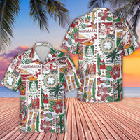 Surfing Santa Tropical Christmas Shirt, Mele Kalikimaka Hawaiian Shirt, Holiday Aloha Shirt, Festive Xmas Button Up Shirt, Mens Beach Present