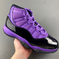 Retro High Top Sneakers, Black Purple Colorway, Leather Footwear, Lace Up Design, Casual Gift for Sneaker Fans