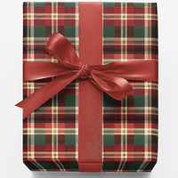 Tartan Holiday Gift Wrap, Red and Green Christmas Plaid Wrapping Paper, Festive Plaid Paper, Christmas Gift Wrapping Paper Roll