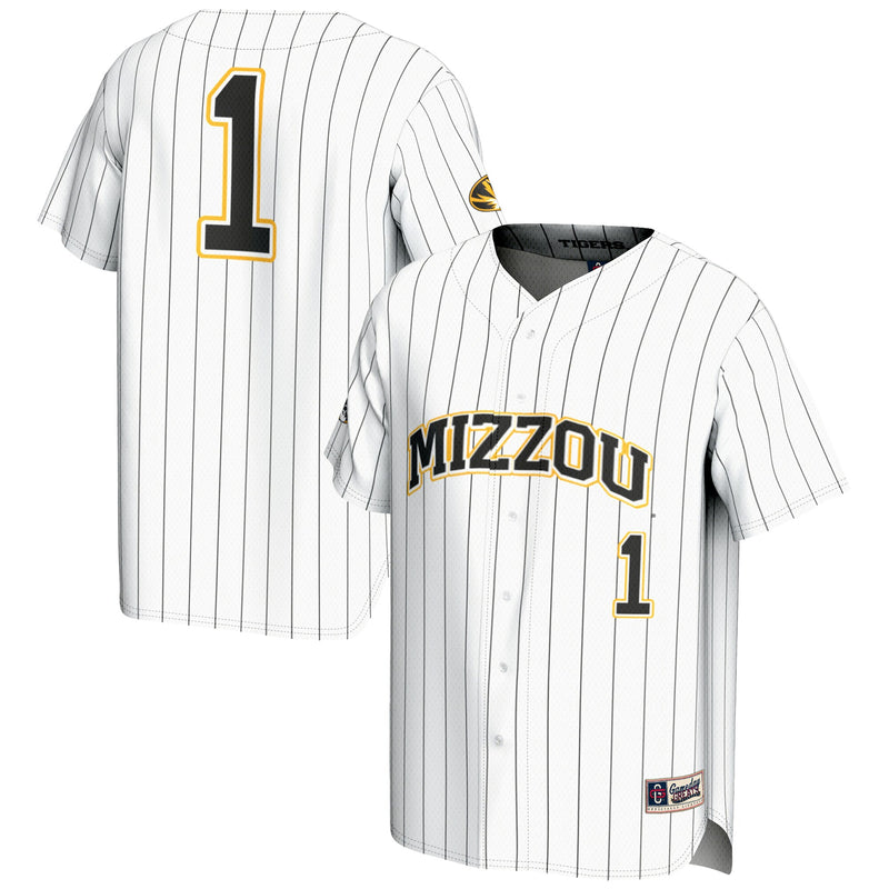 #1 Missouri Tigers Lightweight Baseball Jersey - White