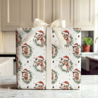 Rustic Equestrian Holiday Gift Wrap, Watercolor Horse Christmas Wrapping Paper, Country Farmhouse Gift Wrapping Paper, Xmas Roll Gift Wrap