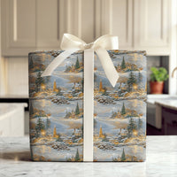 Lighthouse Christmas Gift Wrap, Snowy Coastal Village Wrapping Paper, Nautical Winter Wrapping Paper Roll, Holiday Seaside Present Paper