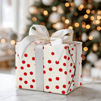Confetti Pattern Birthday Gift Wrap, Red Polka Dot Gift Wrapping Paper, Cream Holiday Wrapping Paper, Festive Christmas Gift Wrap Roll