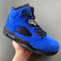 Retro Low Top Sneakers, Blue Black Colorway, Suede Footwear, Lace Up Design, Casual Gift for Sneaker Fans
