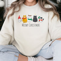 Humorous Cat Holiday Crewneck, Meowy Christmas Sweatshirt, Adorable Kitty Xmas Sweater, Comfy Festive Cat Pullover, Cat Lover Christmas Present