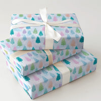 Watercolor Pine Tree Gift Wrap, Pastel Christmas Tree Wrapping Paper, Colorful Holiday Tree Wrapping Paper, Whimsical Winter Gift Wrap Roll