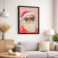 Sunglasses Santa Canvas Print, Cool Santa Claus Canvas Wall Art, Modern Christmas Canvas Decor, Retro Holiday Wall Art, Festive Present