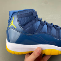 Retro Low Top Sneakers, Midnight Blue White Yellow Colorway, Lace Up Design, Casual Gift for Sneaker Fans