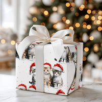 Adorable Cat Lover Christmas Gift Wrap, Watercolor Kittens in Santa Hats Wrapping Paper, Festive Holiday Wrapping Paper, Kitten Present Paper