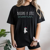Christmas Pregnancy Announcement Shirt, Building a Little Snowman T-Shirt, Adorable Holiday Baby Reveal Tee, New Mom Present Tee