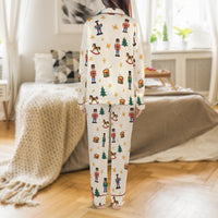 Festive Holiday Pajama Set, Nutcracker Christmas Pajamas, Silky Nutcracker Loungewear, Satin Sleepwear Set, Christmas Present for Her