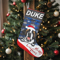 Custom Name Dog Christmas Stocking, Personalized St Bernard Christmas Stocking, Adorable Pet Holiday Stocking, St Bernard Dog Lover Xmas Present