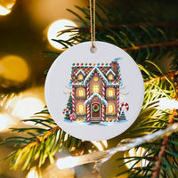 Holiday Home Decor Ornament, Gingerbread House Christmas Ornament, Ceramic Xmas Tree Keepsake Ornament, Festive Family Winter Present
