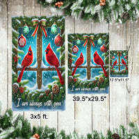 Winter Memorial Bird Yard Flag, I Am Always with You Cardinal Christmas Garden Flag, Double-Sided Holiday Lawn Banner Flag