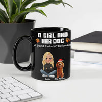 Personalized Girl and Dog Coffee Mug, Custom Dog Mom Ceramic Mug, Adorable Pet Owner Coffee Cup, Christmas Mug Present for Dog Lover