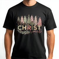 Christian Cross Christmas Tree Graphic Tee, Merry Christ-Mas T-Shirt, Religious Holiday Faith Shirt, Jesus Is the Reason Christmas T-Shirt