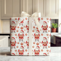 Sports Christmas Gift Wrap, Cartoon Basketball Santa Wrapping Paper, Cheerful Basketball Holiday Wrapping Paper, Xmas Gift Wrapping Paper
