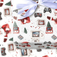 Santa Video Game Gift Wrap, Retro Console Gamer Wrapping Paper, Nostalgic Christmas Wrapping Paper, Vintage Tech Paper Roll
