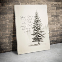 Christmas Bible Verse Canvas Print, Luke 2:14 Canvas Wall Art, Pine Tree Scripture Wall Decor, Christian Holiday Home Canvas, Faith Present