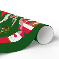 Festive Holiday Gift Wrap Roll, Snowman and Santa Christmas Wrapping Paper, Adorable Santa Xmas Wrapping Paper, Family Winter Present Paper