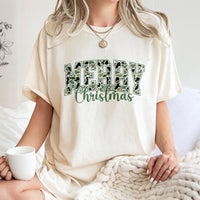 Camo Christmas Shirt, Camo Merry Christmas T-Shirt, Woodland Camo Holiday Tee, Hunting Christmas Graphic Shirt, Outdoor Hunter Present Tee