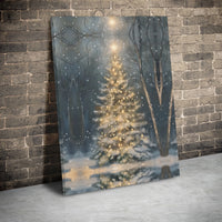 Winter Forest Landscape Canvas, Snowy Christmas Tree Canvas Wall Art, Comfy Holiday Canvas Print, Rustic Winter Pine Wall Art Canvas