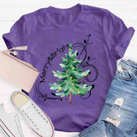 Festive Holiday Graphic Tee, Merry and Bright Christmas Tree Shirt, Retro Xmas Tree T-Shirt, Christmas Season Apparel, Winter Holiday Present