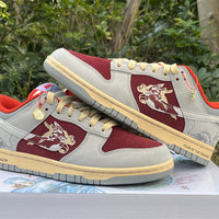 Low Top Sneakers, Beige Burgundy Colorway, Lace Up Design, Casual Gift for Sneaker Fans