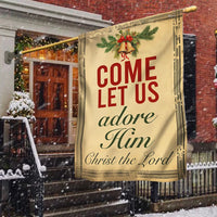 Religious Nativity Yard Flag, Come Let Us Adore Him Christmas Garden Flag, Double-Sided Winter Lawn Flag, Holiday Decor