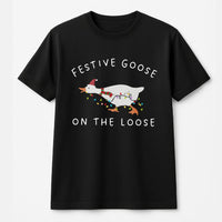 Humorous Holiday Animal Graphic Tee, Festive Silly Goose Christmas T-Shirt, Retro Xmas Duck Shirt, Adorable Winter Humor Present for Women