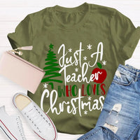 Adorable Holiday Educator Graphic Tee, Christmas Tree Apples Teacher T-Shirt, Festive School Winter Shirt, Merry Christmas Teacher Present Tee