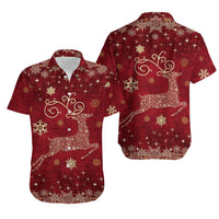 Snowflake Christmas Aloha Shirt, Christmas Reindeer Hawaiian Shirt, Festive Xmas Button Down Shirt, Tropical Christmas Holiday Party Shirt